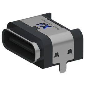 XB-ATCF-06-023 TYPE C 6P waterproof base on the board - rubber reducing type A (shell 2-pin plug board, terminal SMT)